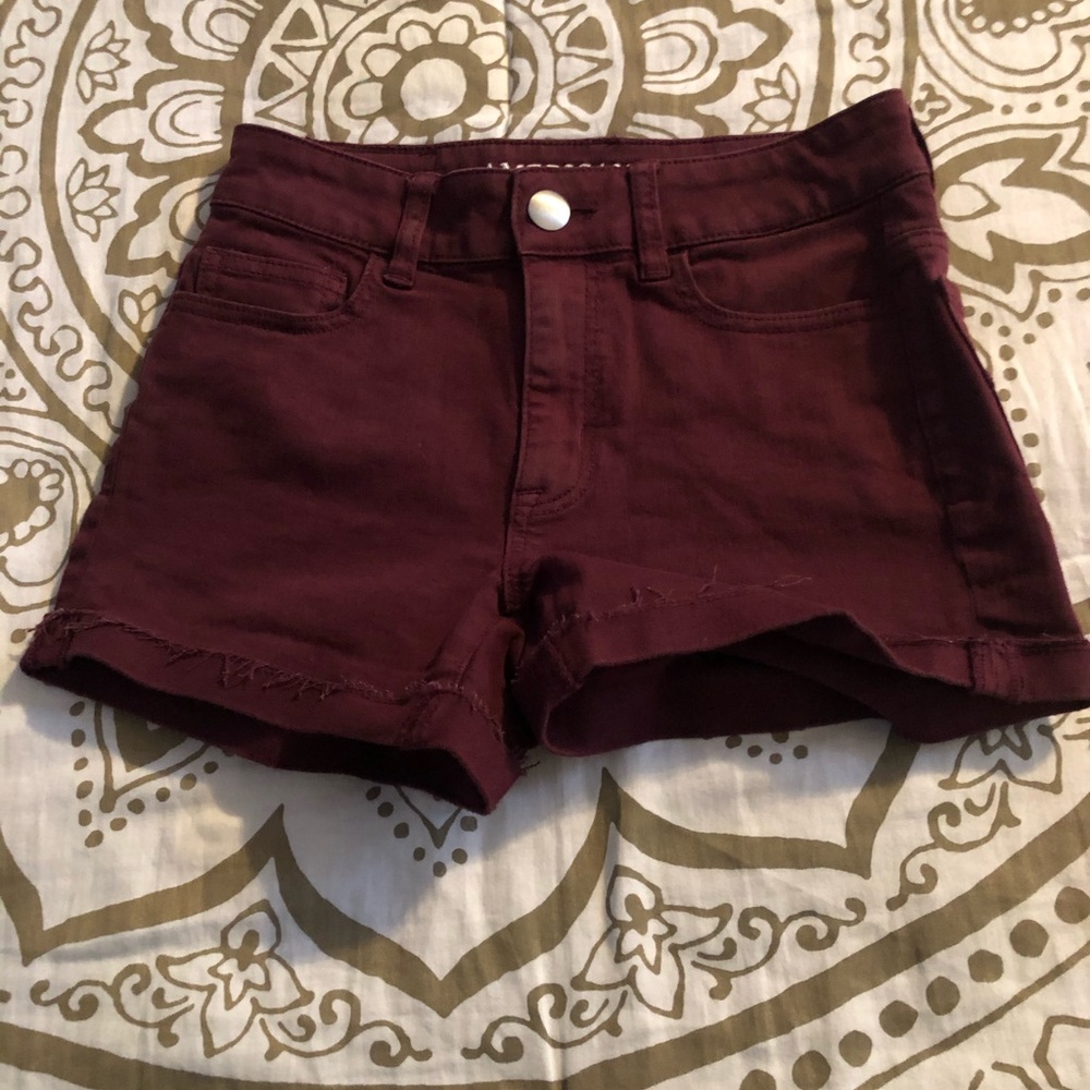 Burgundy AE Hi-Rise Shorts